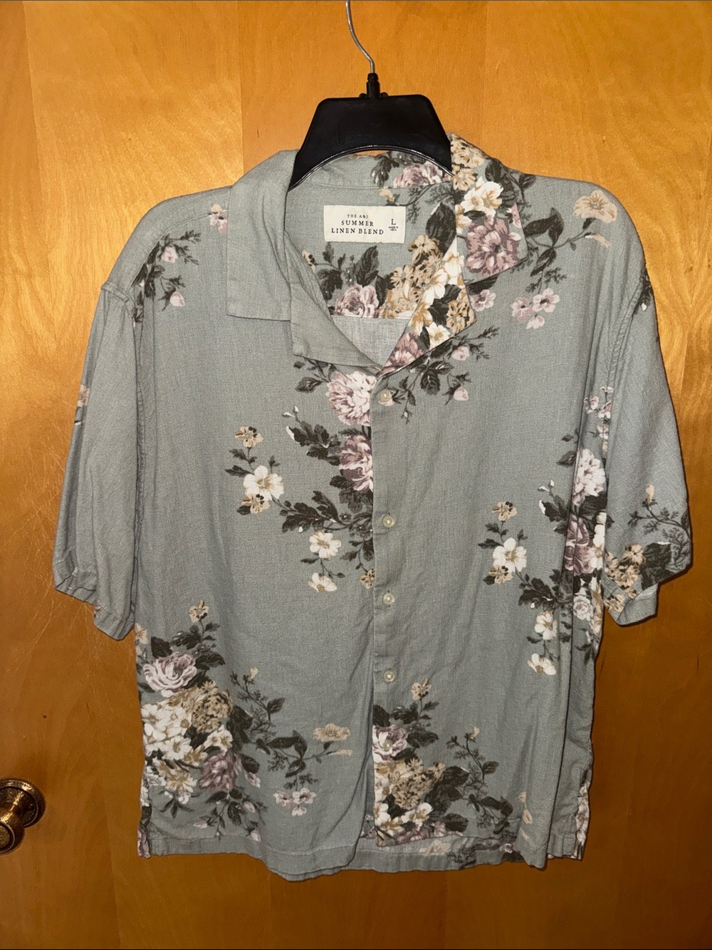 Abercrombie & Fitch Floral Short-Sleeve Button-Down Shirt - Sage Green